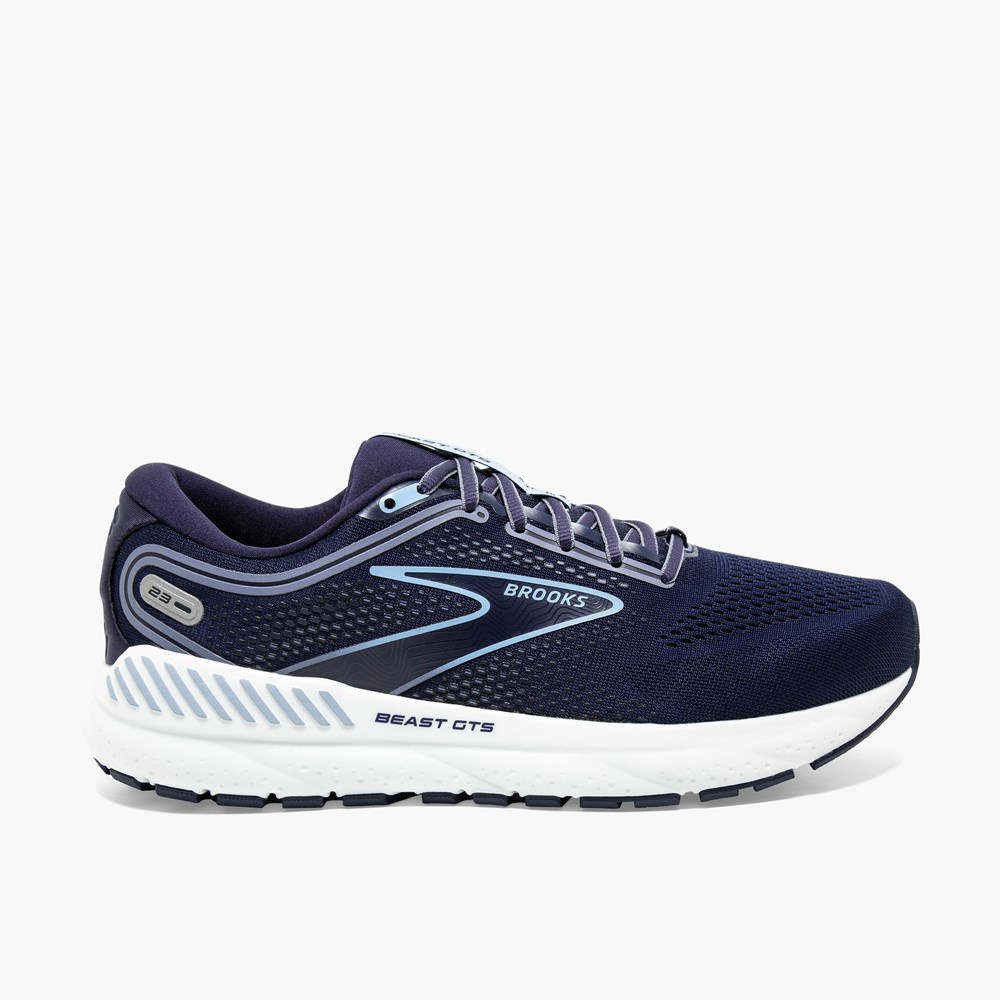 Chaussures Running Route Brooks Beast GTS 23 Bleu Marine Bleu Blanche Homme | HGL-9382467